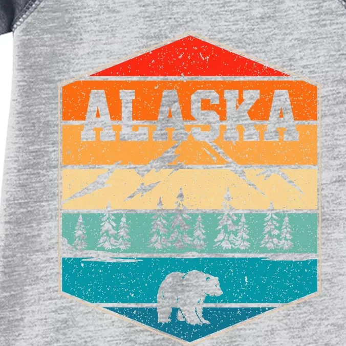 Alaskan Glacier Mountains Landscape Bear Animal Retro Alaska Infant Baby Jersey Bodysuit