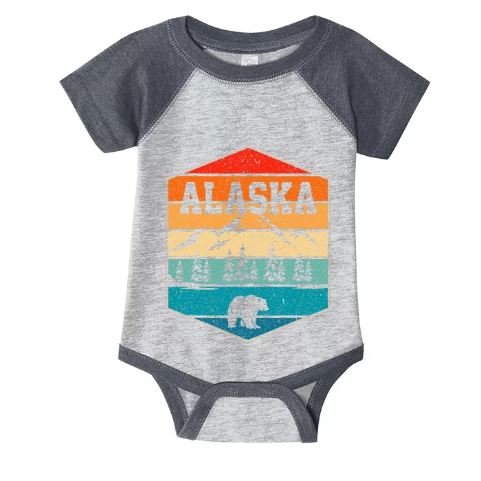 Alaskan Glacier Mountains Landscape Bear Animal Retro Alaska Infant Baby Jersey Bodysuit