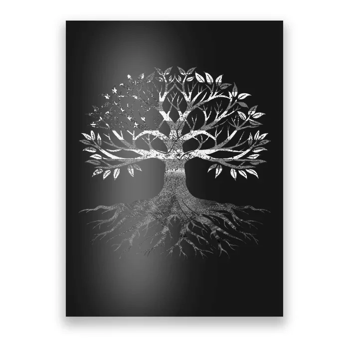 American Grown Moroccan Roots American Moroccan Tree Flags Poster