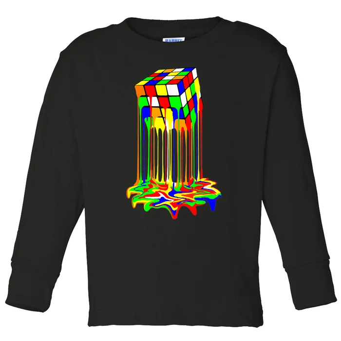 Awesome Graphic Melting Rubik Rubix Rubics Cube Toddler Long Sleeve Shirt