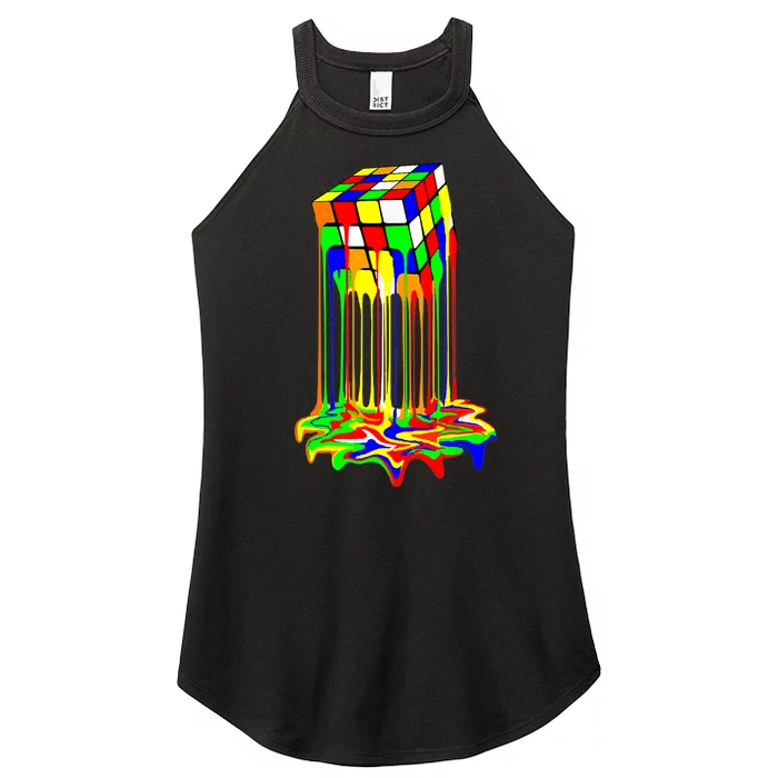 Awesome Graphic Melting Rubik Rubix Rubics Cube Women’s Perfect Tri Rocker Tank