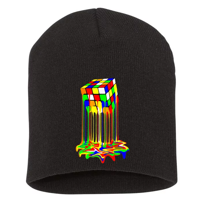 Awesome Graphic Melting Rubik Rubix Rubics Cube Short Acrylic Beanie