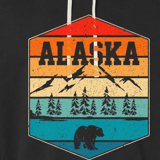 Alaskan Glacier Mountains Landscape Bear Animal Retro Alaska Garment-Dyed Fleece Hoodie