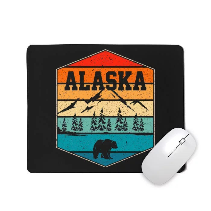 Alaskan Glacier Mountains Landscape Bear Animal Retro Alaska Mousepad