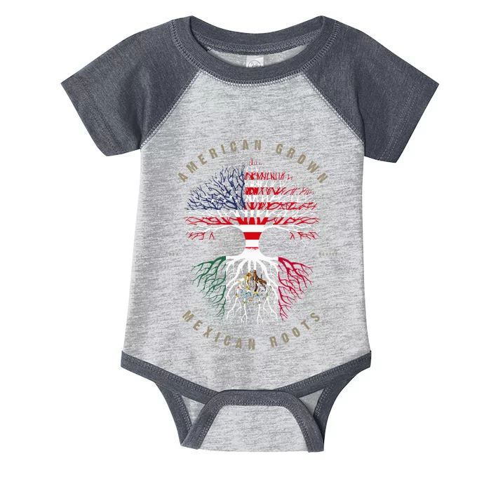 American Grown Mexican Roots Mexico Flag Infant Baby Jersey Bodysuit