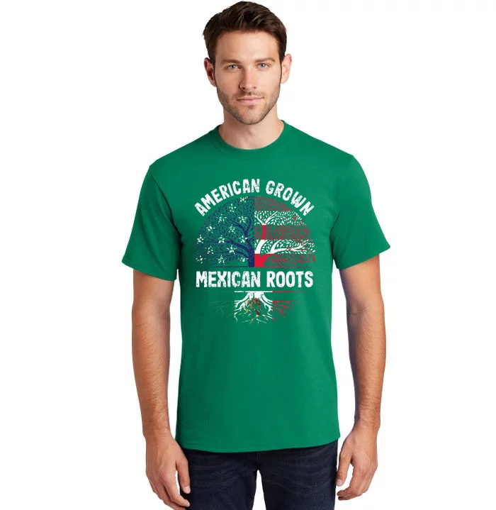 American Grown Mexican Roots USA Mexico Flag Heritage Pride Tall T-Shirt