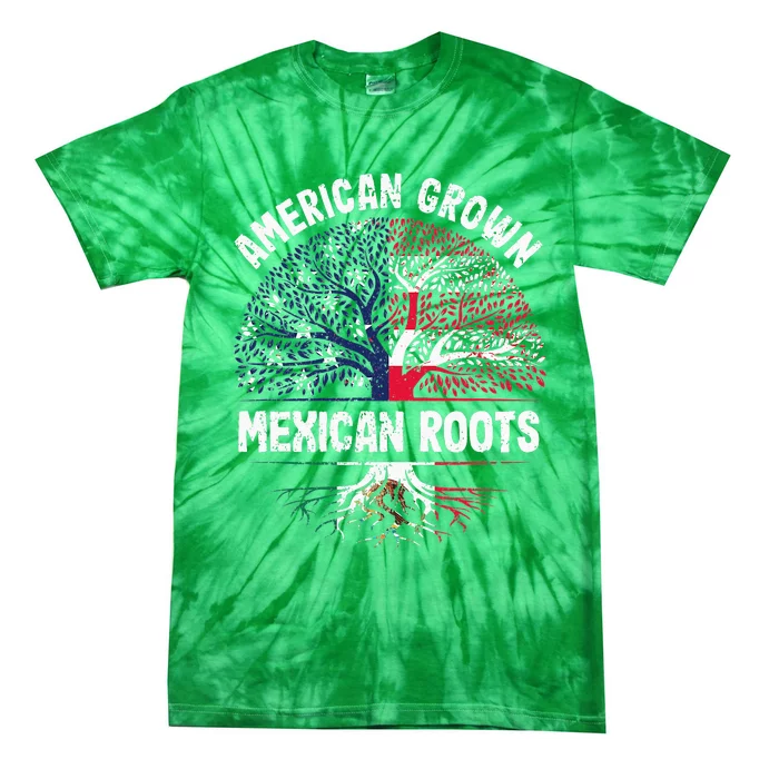 American Grown Mexican Roots USA Mexico Flag Heritage Pride Tie-Dye T-Shirt