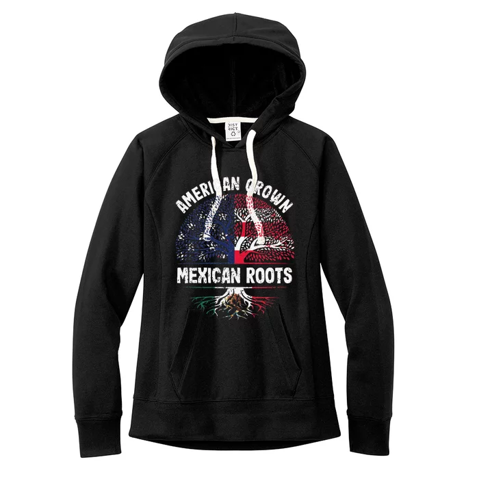 American Grown Mexican Roots USA Mexico Flag Heritage Pride Women's Fleece Hoodie