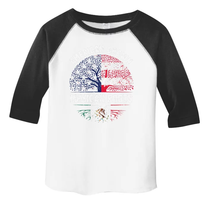 American Grown Mexican Roots USA Mexico Flag Heritage Pride Toddler Fine Jersey T-Shirt