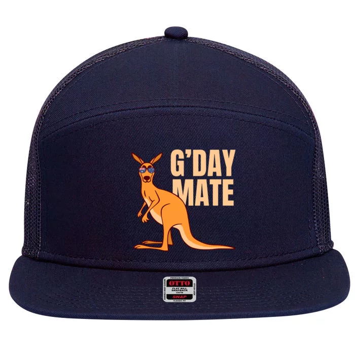 Australia G'day Mate Meaningful Gift Funny Kangaroo Australian Symbol Gift 7 Panel Mesh Trucker Snapback Hat