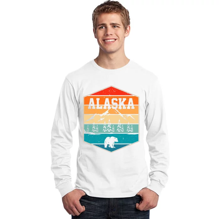 Alaskan Glacier Mountains Landscape Bear Animal Retro Alaska Tall Long Sleeve T-Shirt