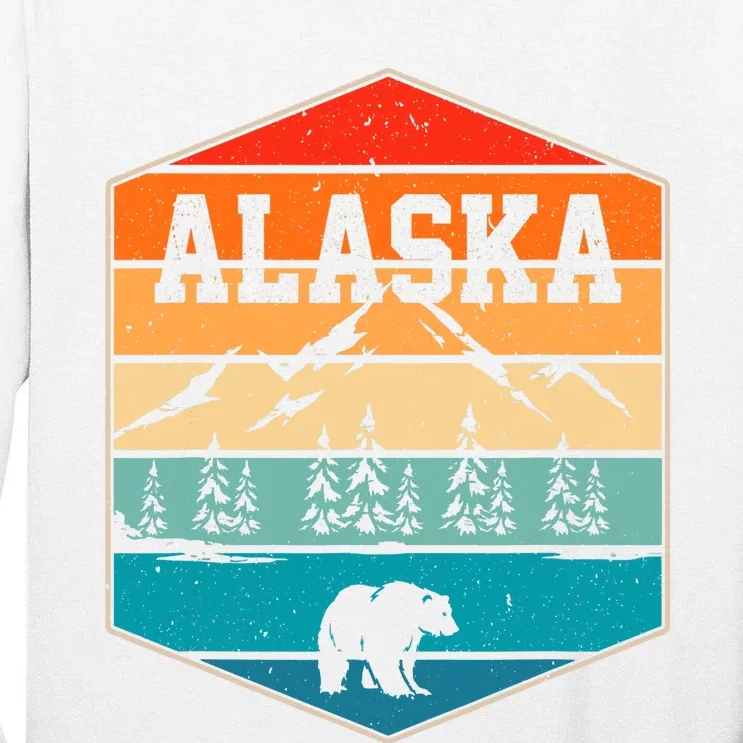 Alaskan Glacier Mountains Landscape Bear Animal Retro Alaska Tall Long Sleeve T-Shirt