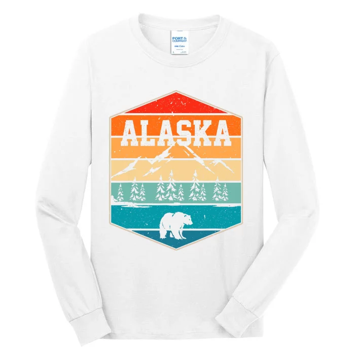 Alaskan Glacier Mountains Landscape Bear Animal Retro Alaska Tall Long Sleeve T-Shirt