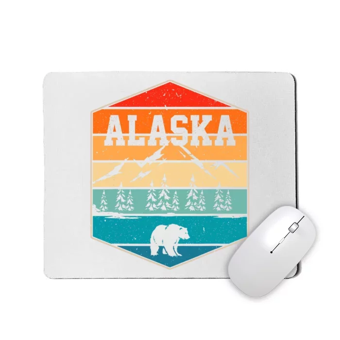 Alaskan Glacier Mountains Landscape Bear Animal Retro Alaska Mousepad