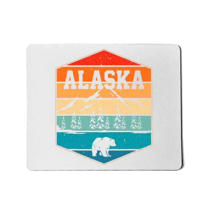 Alaskan Glacier Mountains Landscape Bear Animal Retro Alaska Mousepad