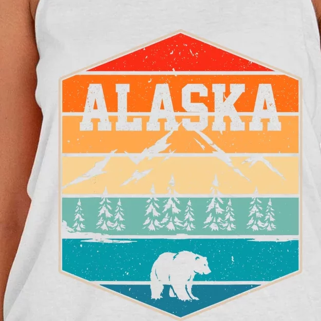 Alaskan Glacier Mountains Landscape Bear Animal Retro Alaska Women's Knotted Racerback Tank