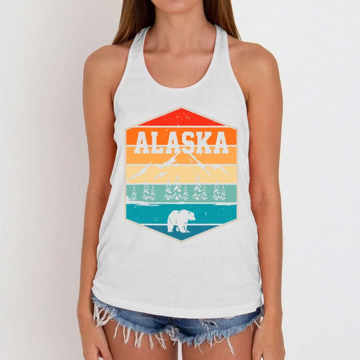 Alaskan Glacier Mountains Landscape Bear Animal Retro Alaska Women's Knotted Racerback Tank