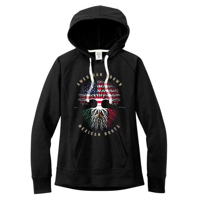 American Grown Mexican Roots Mexico Flag Women's Fleece Hoodie