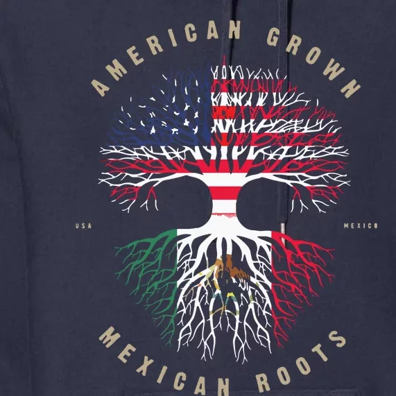 American Grown Mexican Roots Mexico Flag Premium Hoodie