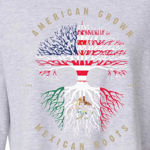 American Grown Mexican Roots Mexico Flag Cropped Pullover Crew