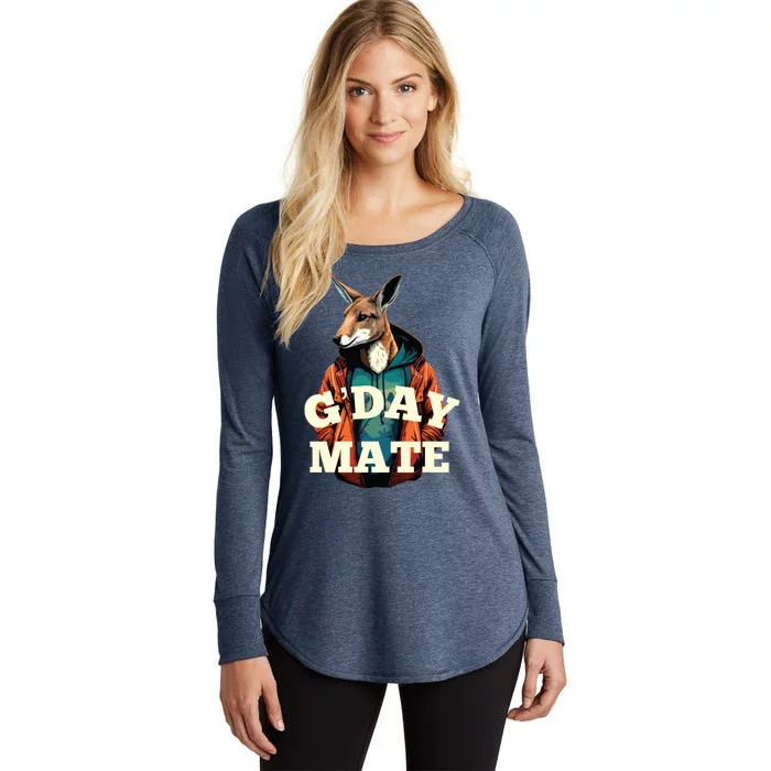 Australia GDay Mate Shirts Funny Kangaroo Australian Symbol Women's Perfect Tri Tunic Long Sleeve Shirt