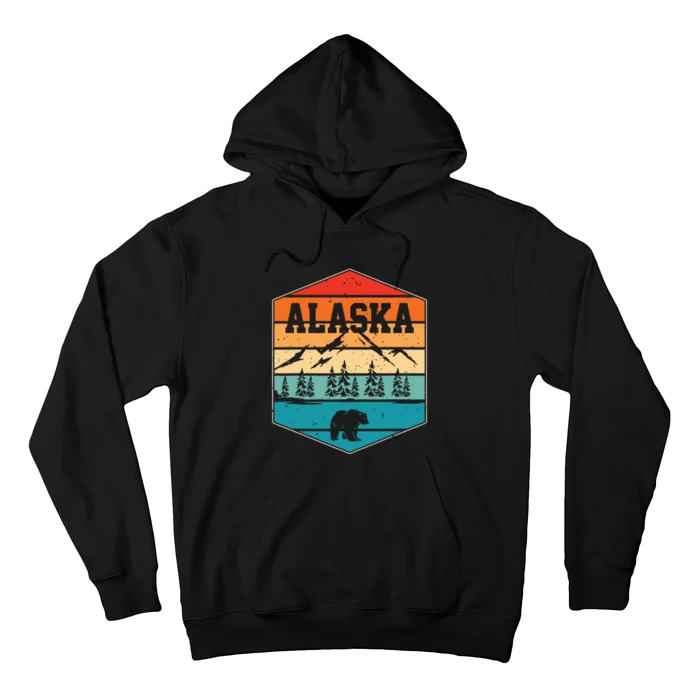 Alaskan Glacier Mountains Landscape Bear Animal Retro Alaska Hoodie