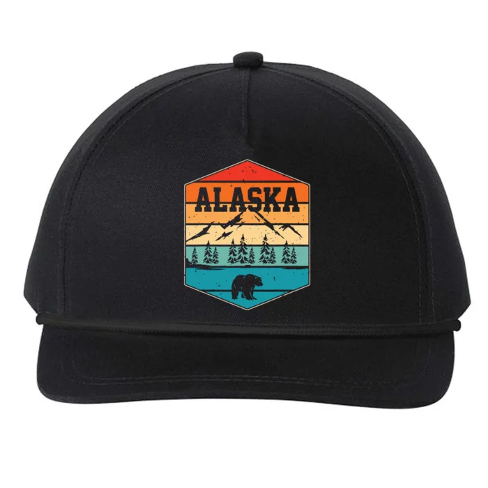 Alaskan Glacier Mountains Landscape Bear Animal Retro Alaska Snapback Five-Panel Rope Hat