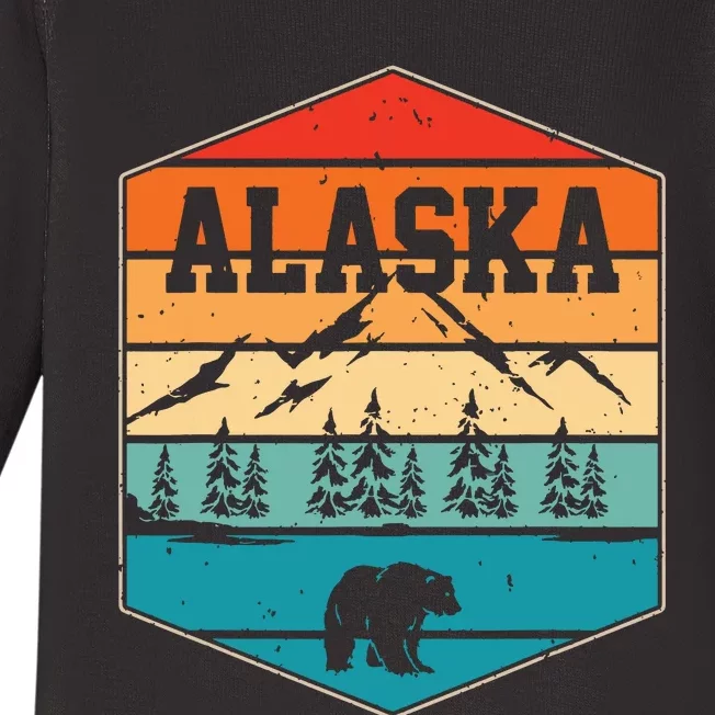 Alaskan Glacier Mountains Landscape Bear Animal Retro Alaska Baby Long Sleeve Bodysuit