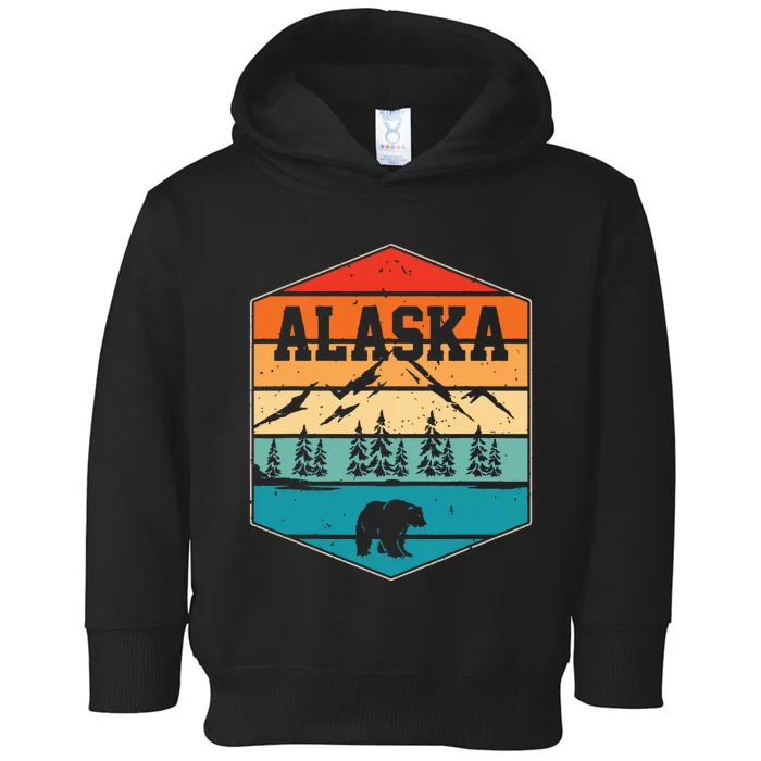 Alaskan Glacier Mountains Landscape Bear Animal Retro Alaska Toddler Hoodie