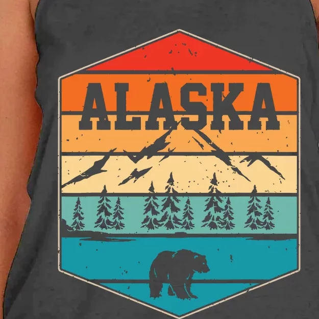 Alaskan Glacier Mountains Landscape Bear Animal Retro Alaska Women's Knotted Racerback Tank