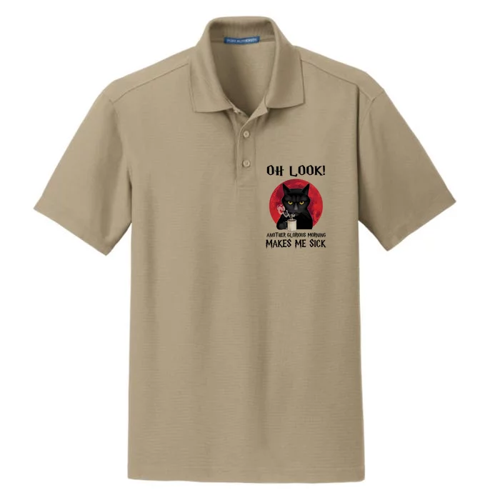 Another Glorious Morning Makes Me Sick Black Cat Cute Gift Dry Zone Grid Performance Polo