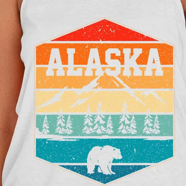 Alaskan Glacier Mountains Landscape Bear Animal Retro Alaska Women's Knotted Racerback Tank