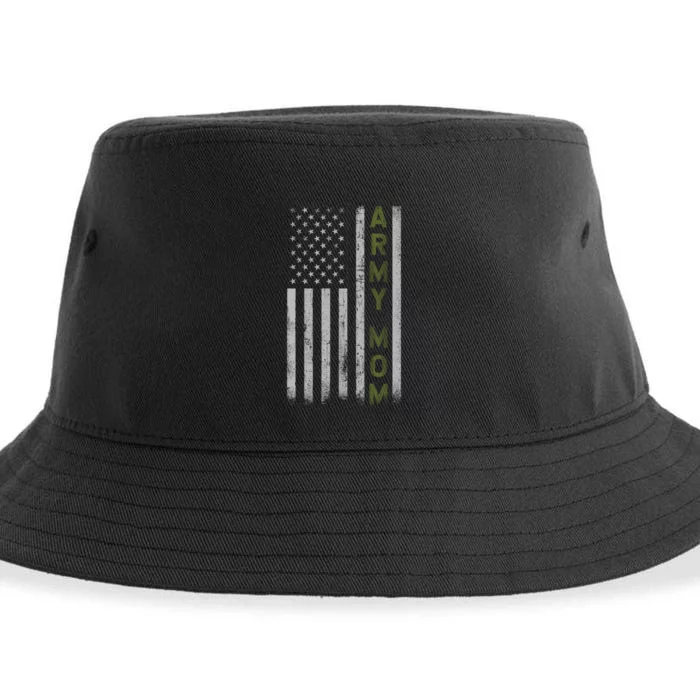 Army Gift Mom Proud Army Mother USA Flag Sustainable Bucket Hat