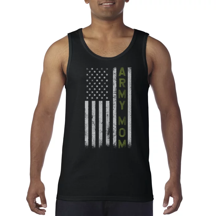 Army Gift Mom Proud Army Mother USA Flag Tank Top