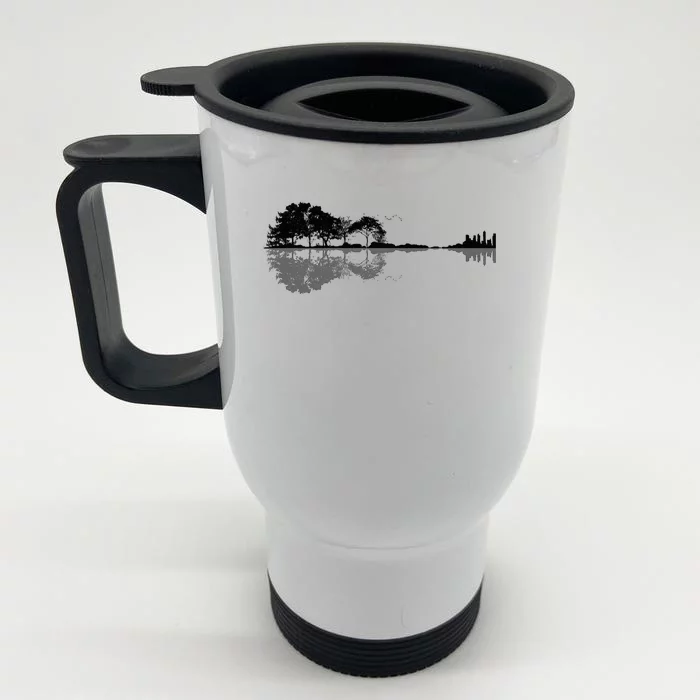 Acoustic Guitar Nature Forest Music Bass Guitarist Front & Back Stainless Steel Travel Mug