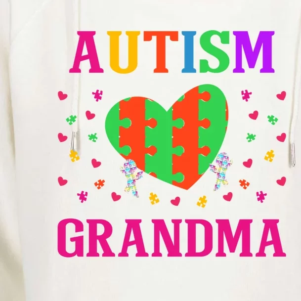 Autism Grandma Nana Mimi Grandmother Autistic Acceptance Cute Gift Womens Funnel Neck Pullover Hood