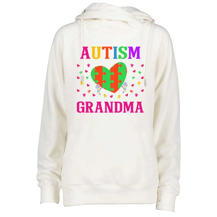 Autism Grandma Nana Mimi Grandmother Autistic Acceptance Cute Gift Womens Funnel Neck Pullover Hood