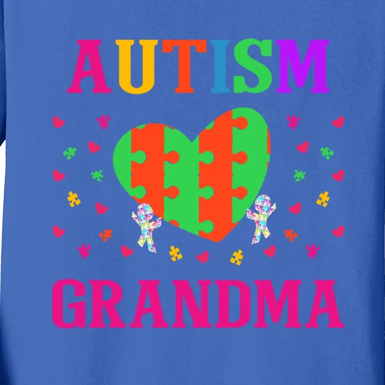 Autism Grandma Nana Mimi Grandmother Autistic Acceptance Cute Gift Kids Long Sleeve Shirt