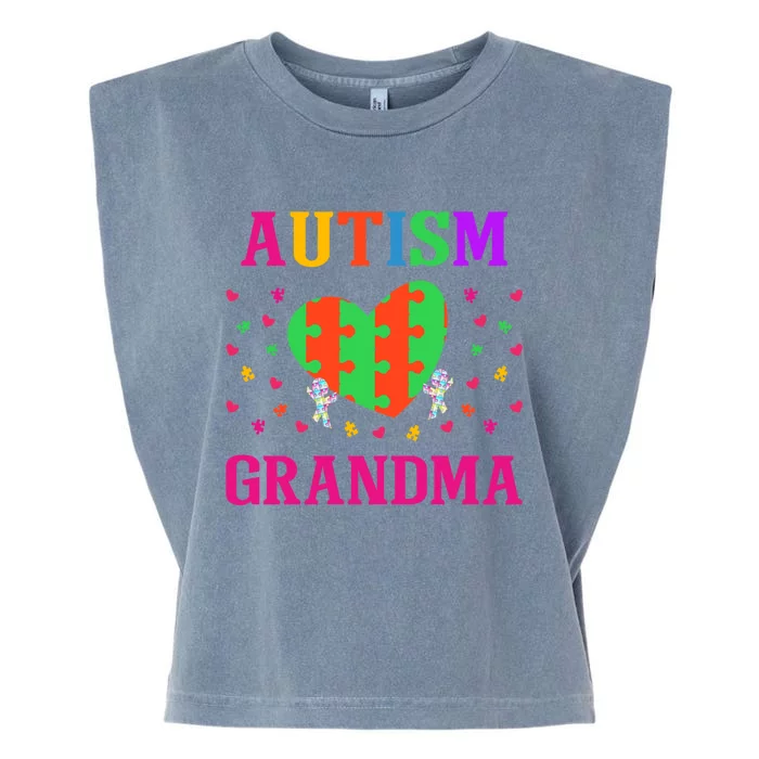 Autism Grandma Nana Mimi Grandmother Autistic Acceptance Cute Gift Garment-Dyed Women's Muscle Tee