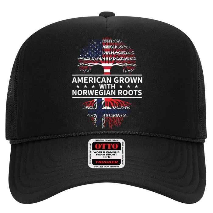 American Grown Norwegian Roots Gift High Crown Mesh Trucker Hat