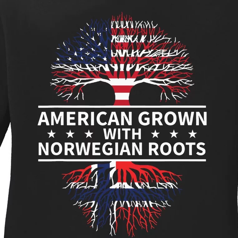 American Grown Norwegian Roots Gift Ladies Long Sleeve Shirt