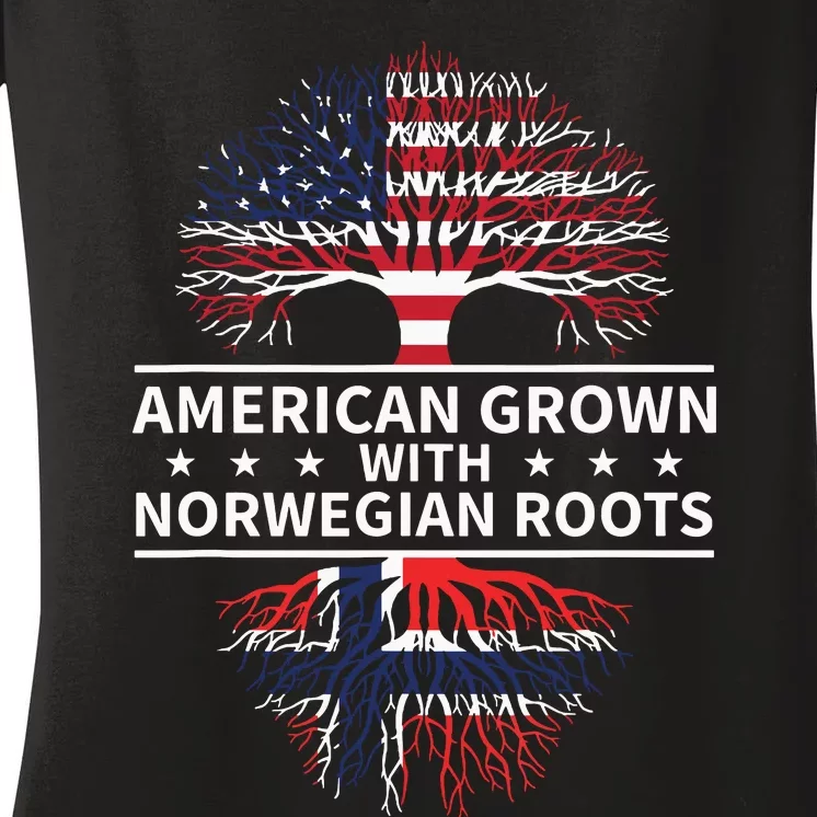 American Grown Norwegian Roots Gift Women's V-Neck T-Shirt