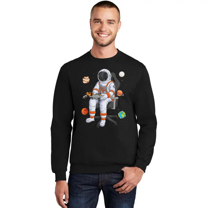 Astronaut Gamer Outer Space Gaming System Planets Tall Sweatshirt