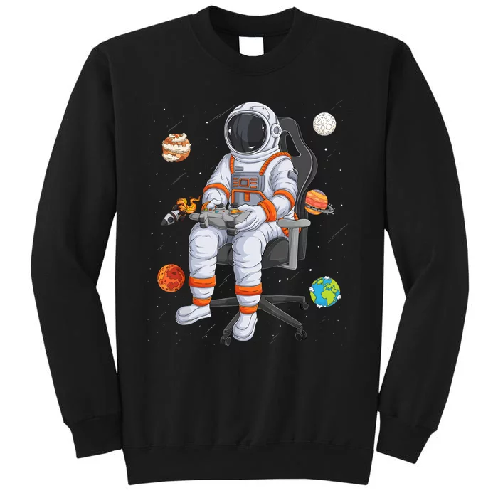 Astronaut Gamer Outer Space Gaming System Planets Tall Sweatshirt