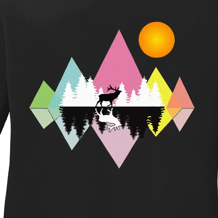 Awesome Geometric Outdoor Mountain Ladies Long Sleeve Shirt