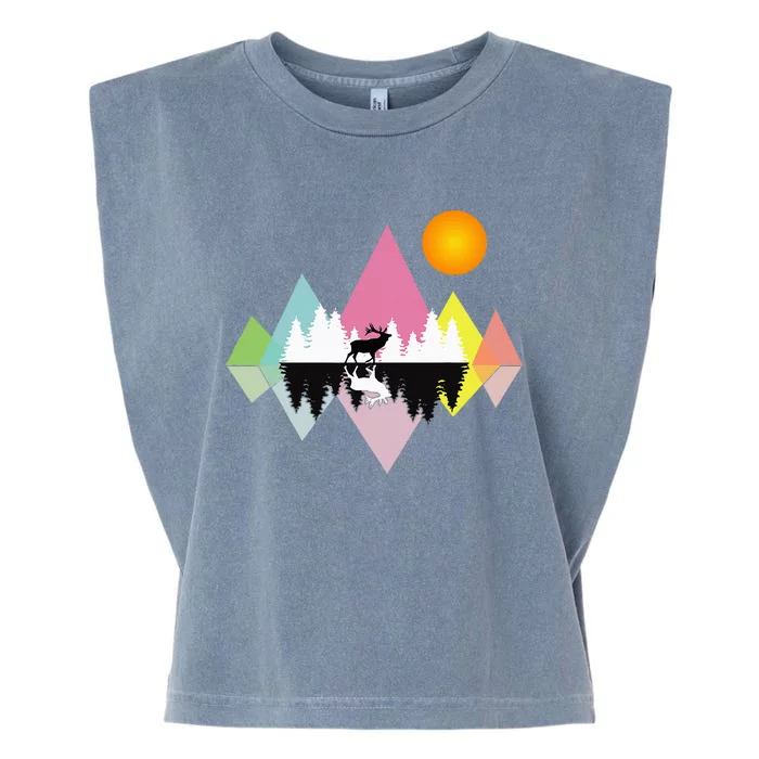 Awesome Geometric Outdoor Mountain Garment-Dyed Women's Muscle Tee