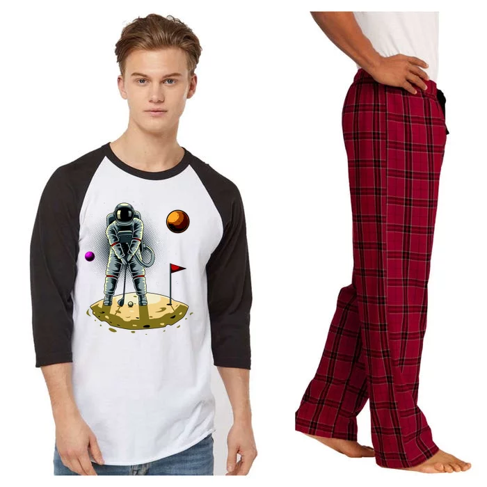 Astronaut Golfing On The Moon Funny Golf Lovers Raglan Sleeve Pajama Set