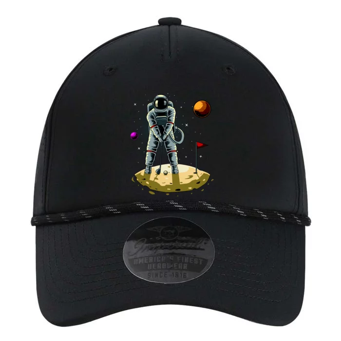 Astronaut Golfing On The Moon Funny Golf Lovers Performance The Dyno Cap