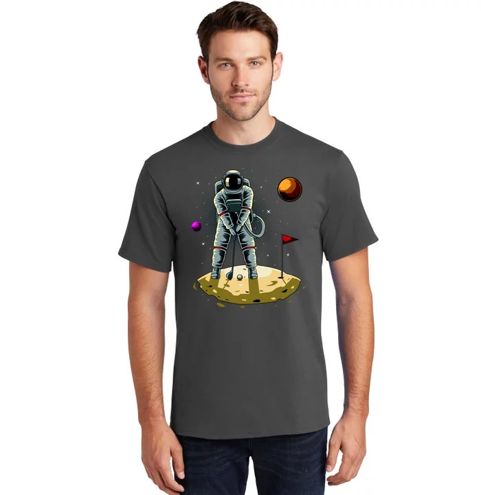 Astronaut Golfing On The Moon Funny Golf Lovers Tall T-Shirt