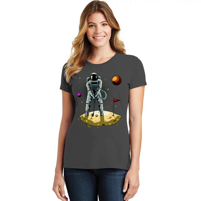 Astronaut Golfing On The Moon Funny Golf Lovers Women's T-Shirt